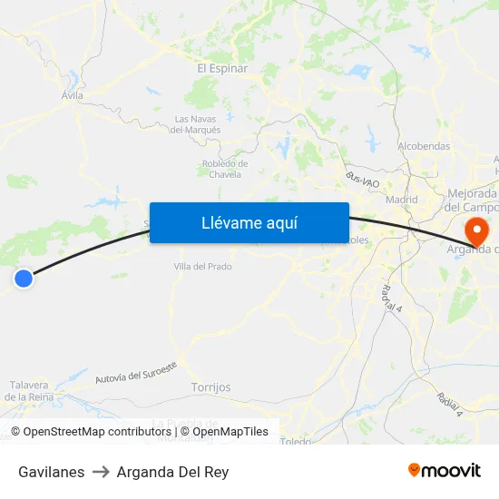 Gavilanes to Arganda Del Rey map