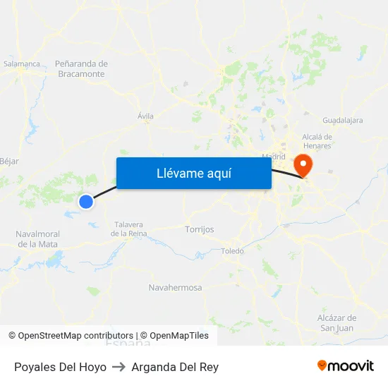 Poyales Del Hoyo to Arganda Del Rey map