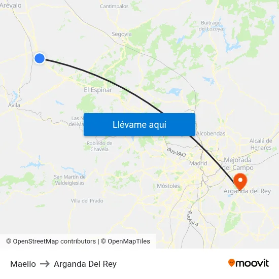 Maello to Arganda Del Rey map