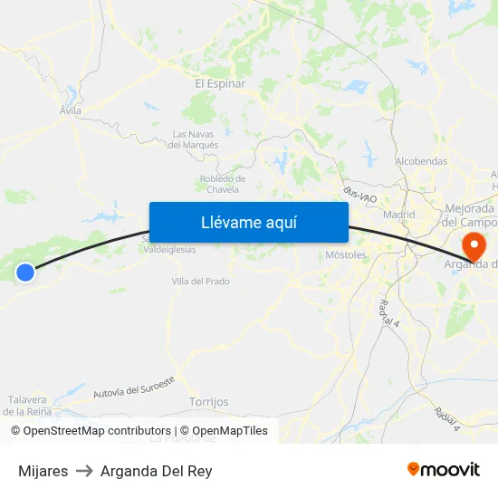 Mijares to Arganda Del Rey map