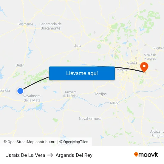 Jaraíz De La Vera to Arganda Del Rey map