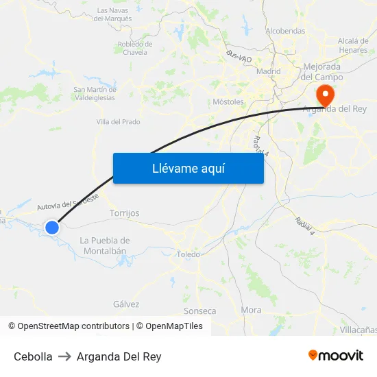Cebolla to Arganda Del Rey map