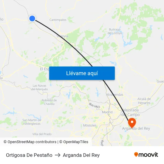 Ortigosa De Pestaño to Arganda Del Rey map