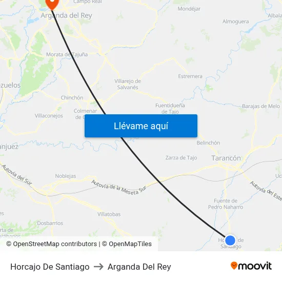 Horcajo De Santiago to Arganda Del Rey map