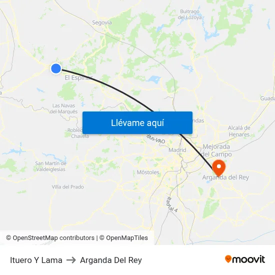 Ituero Y Lama to Arganda Del Rey map