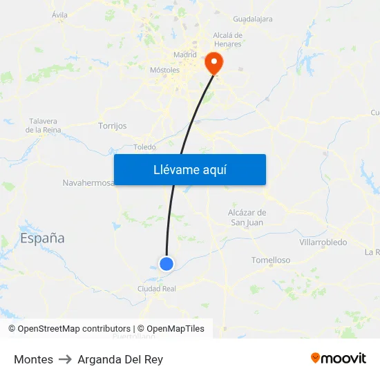 Montes to Arganda Del Rey map