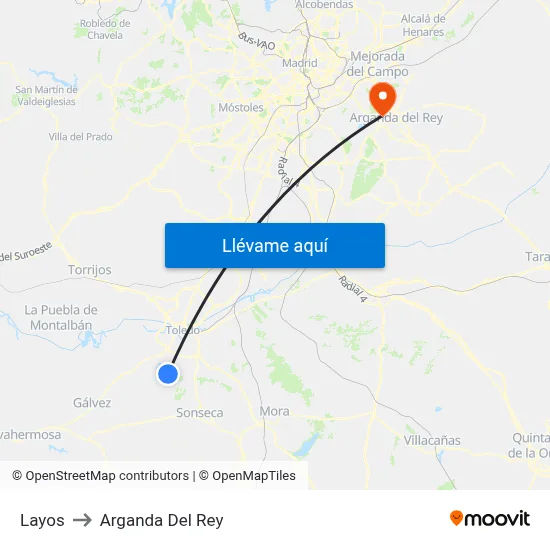 Layos to Arganda Del Rey map