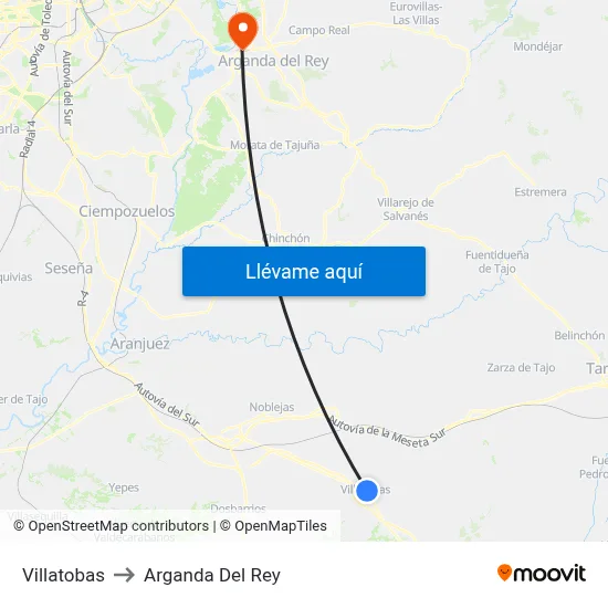 Villatobas to Arganda Del Rey map