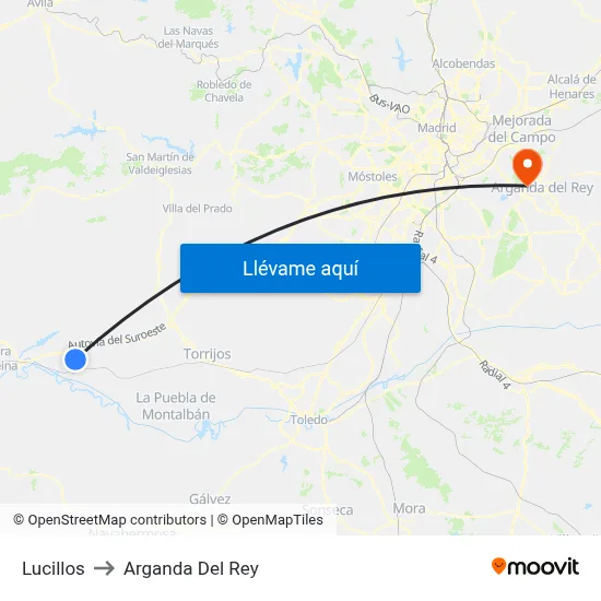 Lucillos to Arganda Del Rey map
