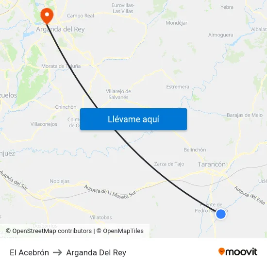 El Acebrón to Arganda Del Rey map