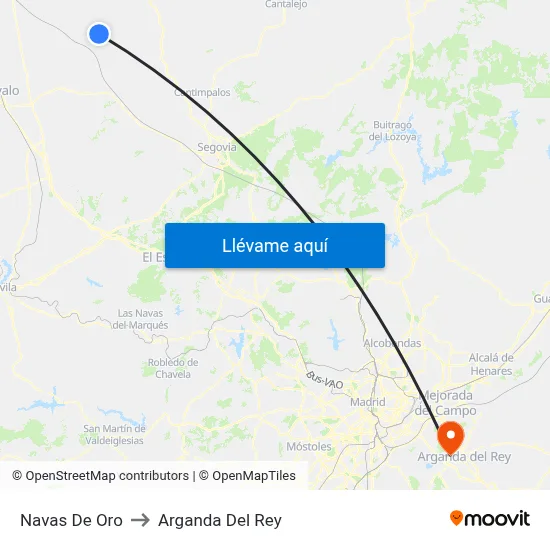 Navas De Oro to Arganda Del Rey map