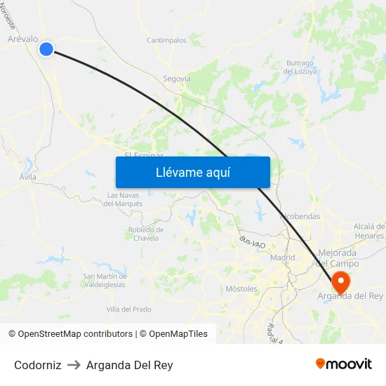 Codorniz to Arganda Del Rey map