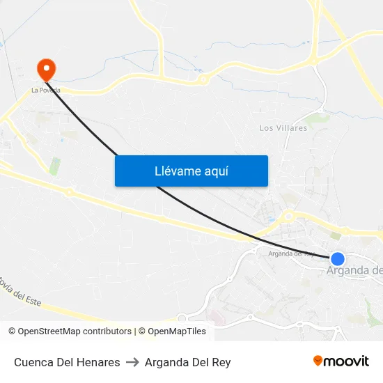 Cuenca Del Henares to Arganda Del Rey map