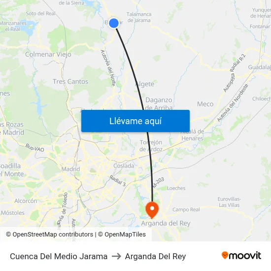 Cuenca Del Medio Jarama to Arganda Del Rey map