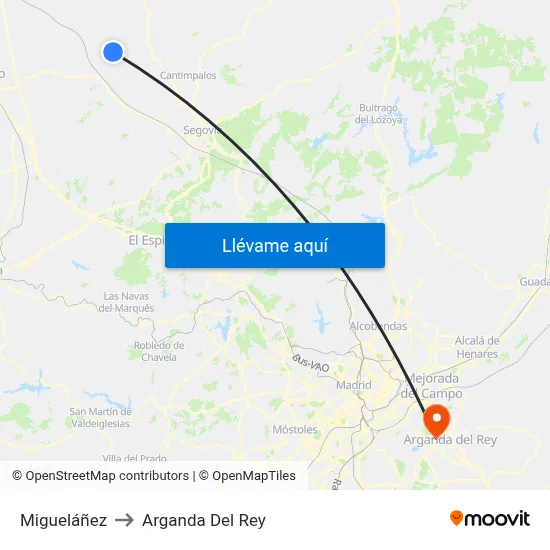 Migueláñez to Arganda Del Rey map