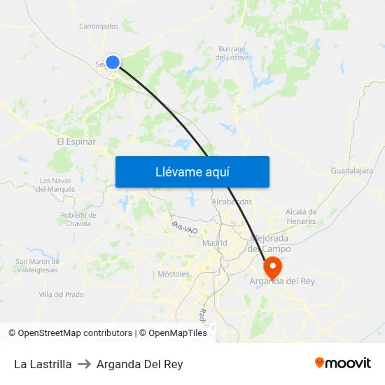 La Lastrilla to Arganda Del Rey map