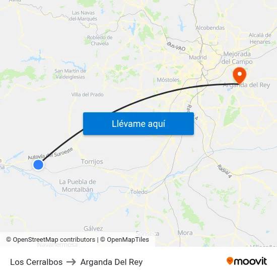 Los Cerralbos to Arganda Del Rey map