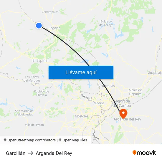 Garcillán to Arganda Del Rey map