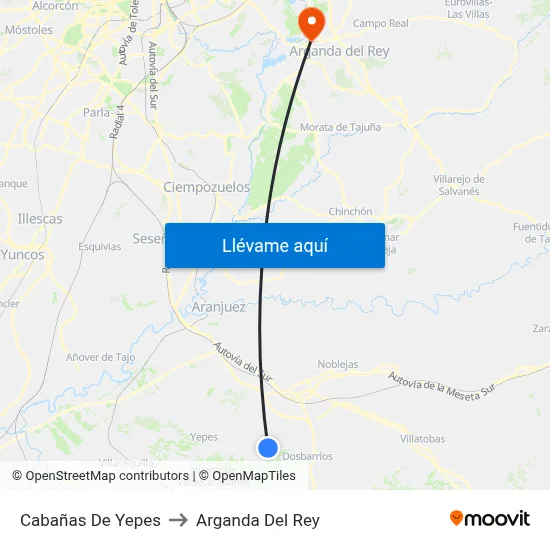 Cabañas De Yepes to Arganda Del Rey map