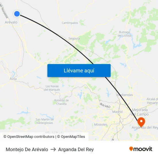 Montejo De Arévalo to Arganda Del Rey map
