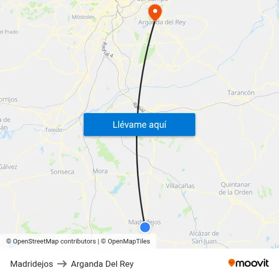 Madridejos to Arganda Del Rey map
