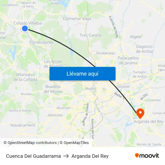 Cuenca Del Guadarrama to Arganda Del Rey map