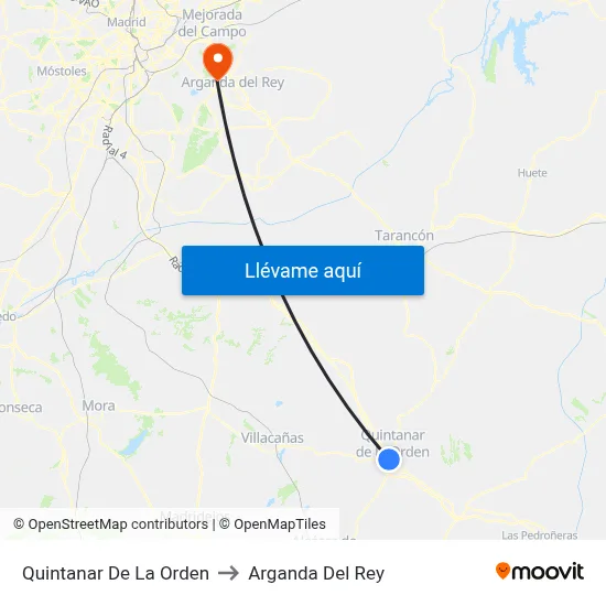 Quintanar De La Orden to Arganda Del Rey map
