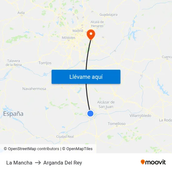 La Mancha to Arganda Del Rey map