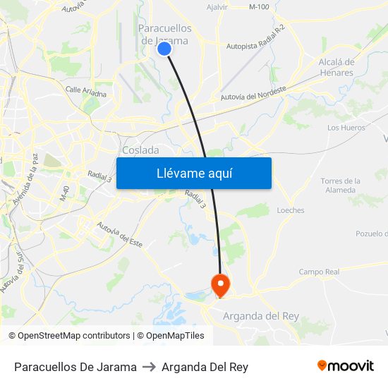Paracuellos De Jarama to Arganda Del Rey map