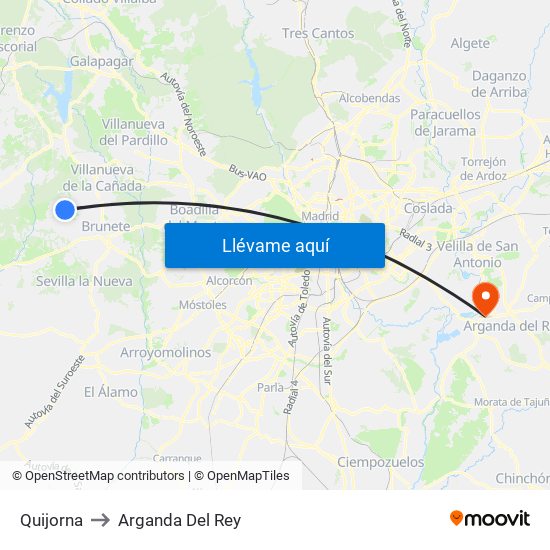 Quijorna to Arganda Del Rey map