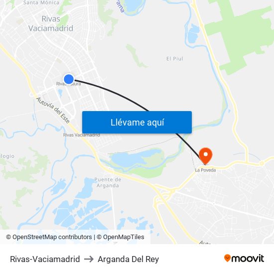 Rivas-Vaciamadrid to Arganda Del Rey map