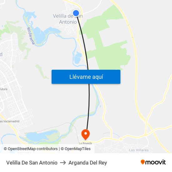 Velilla De San Antonio to Arganda Del Rey map