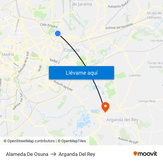 Alameda De Osuna to Arganda Del Rey map