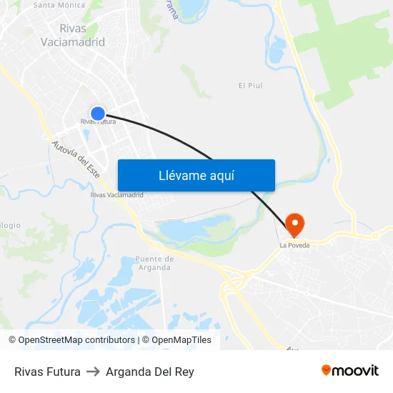 Rivas Futura to Arganda Del Rey map