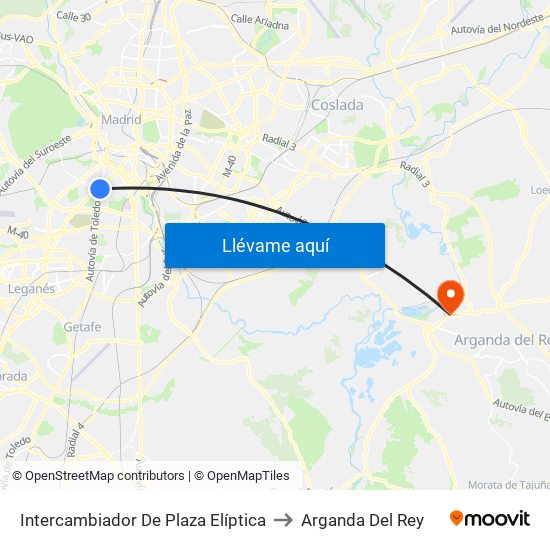 Intercambiador De Plaza Elíptica to Arganda Del Rey map