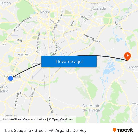 Luis Sauquillo - Grecia to Arganda Del Rey map