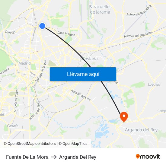 Fuente De La Mora to Arganda Del Rey map