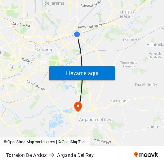 Torrejón De Ardoz to Arganda Del Rey map