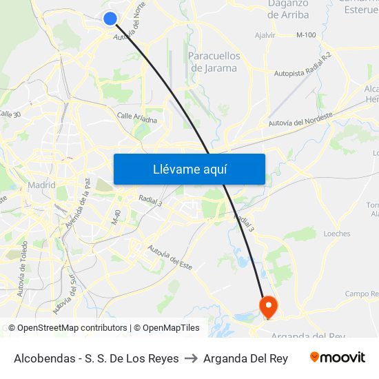 Alcobendas - S. S. De Los Reyes to Arganda Del Rey map
