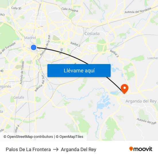 Palos De La Frontera to Arganda Del Rey map