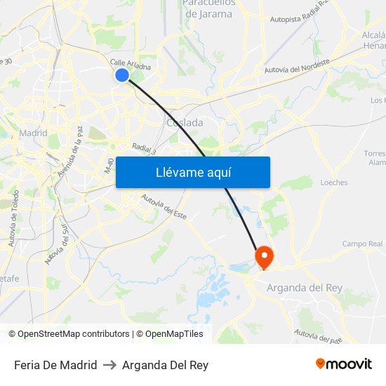 Feria De Madrid to Arganda Del Rey map