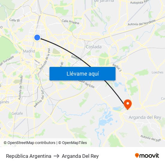 República Argentina to Arganda Del Rey map