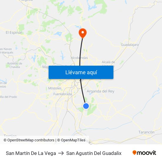 San Martín De La Vega to San Agustín Del Guadalix map