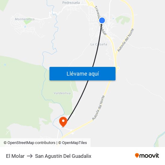 El Molar to San Agustín Del Guadalix map