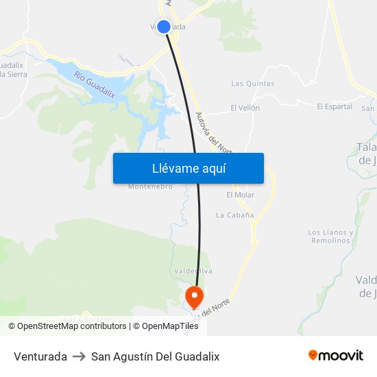 Venturada to San Agustín Del Guadalix map