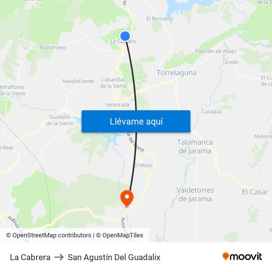 La Cabrera to San Agustín Del Guadalix map