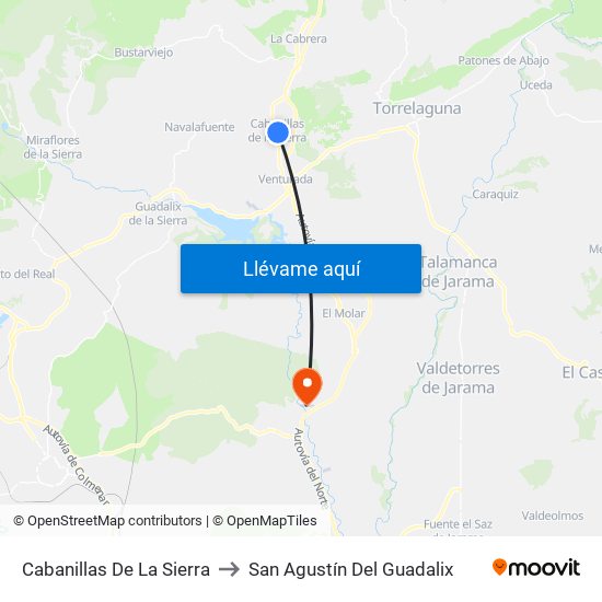 Cabanillas De La Sierra to San Agustín Del Guadalix map