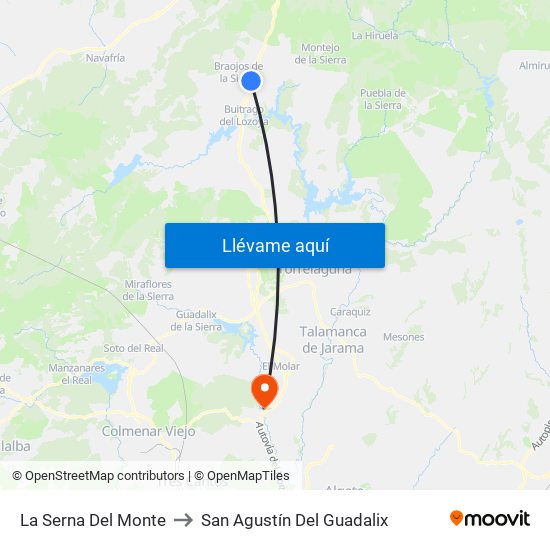 La Serna Del Monte to San Agustín Del Guadalix map