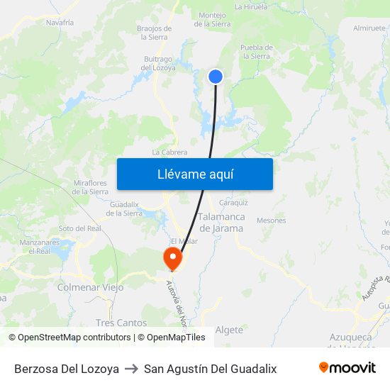 Berzosa Del Lozoya to San Agustín Del Guadalix map