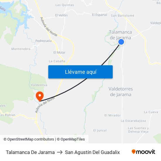 Talamanca De Jarama to San Agustín Del Guadalix map